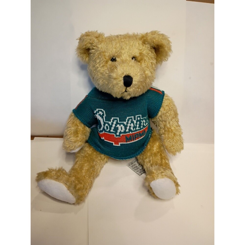 Vintage Roxbury Mills NFL Teddy Bear Plush Miami Dolphins Knit Sweater 10”